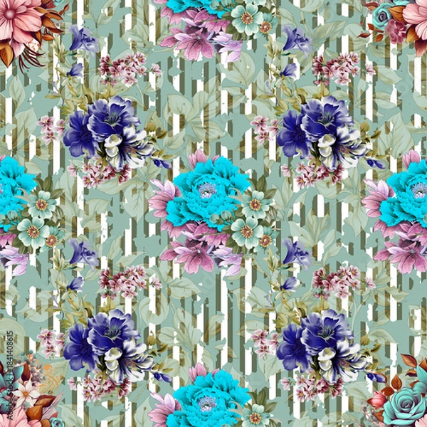 Obraz Rose pattern with printed lines on fabric