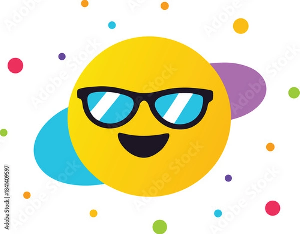 Fototapeta Cool 3d emoji with sunglasses vector illustration playful and stylish icon for graphics