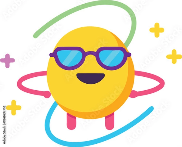 Fototapeta Playful emoji dancing with sunglasses cool vibes vector illustration scalable eps icon fun