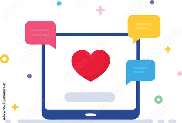 Fototapeta Sleek digital device displays heart message vector graphic for love communication and social media