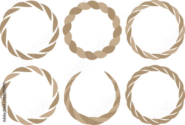 Fototapeta しめ縄のフレーム6種セット　ベージュ