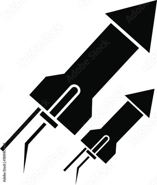 Fototapeta Fireworks Rocket Silhouette Vector