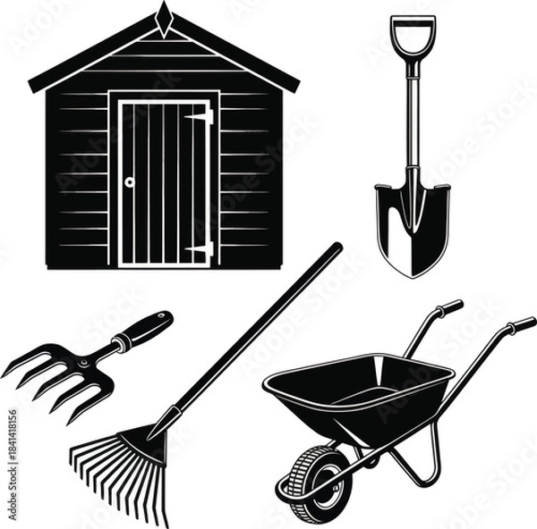 Fototapeta Garden Tools Set Vector