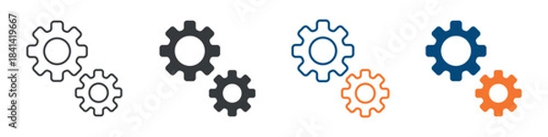 Fototapeta Settings Icon Set Multiple Style Collection 