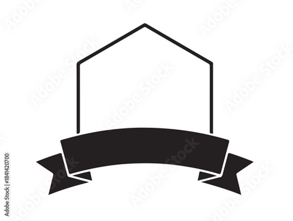 Fototapeta Hexagon Frame Banner in silhouette white background.