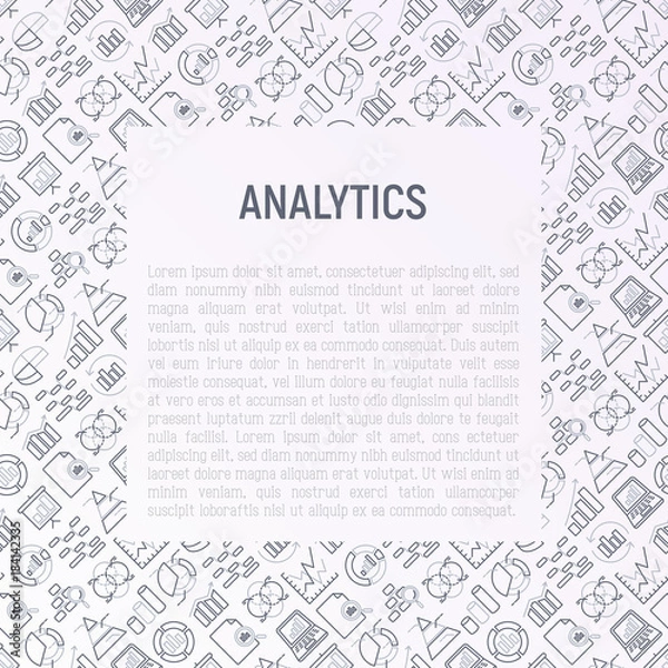 Fototapeta Analytics concept with thin line icons: diagram, chart, statistics, pyramid, business analysis. Modern vector illustration for banner, web page, print media.