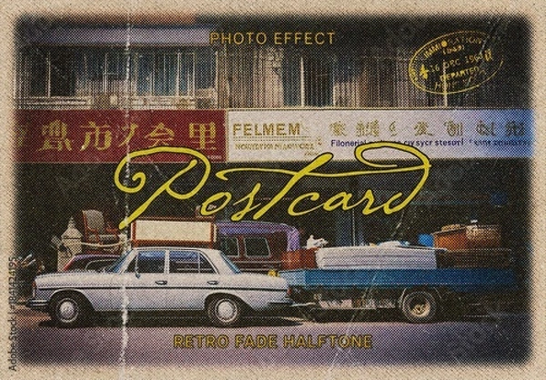 Obraz Retro Fade Postcard Photo Effect Mockup