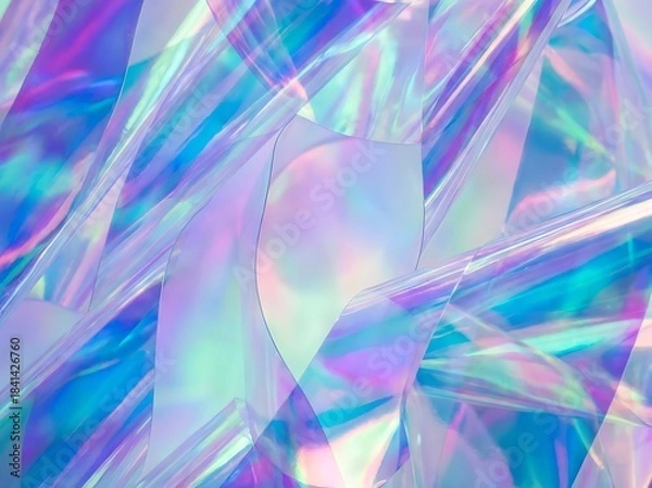 Fototapeta Iridescent abstract background with flowing holographic and pastel colors, futuristic design