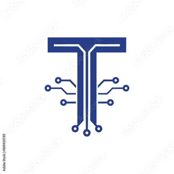 Obraz Modern network technology letter T logo