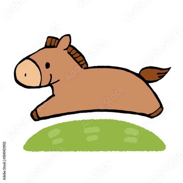 Obraz 草原を駆ける馬のイラスト