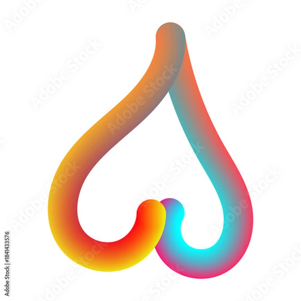 Obraz Gradient neon loop forms abstract heart shape on deep black background