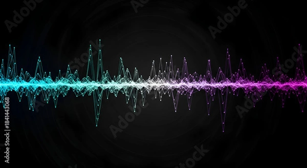 Fototapeta Abstract Sound Waveform Visualization with Colorful Particles.