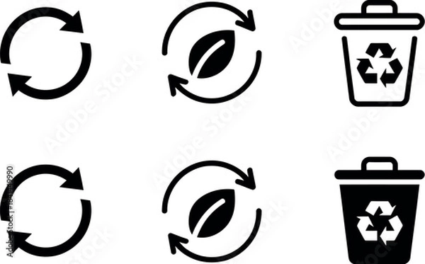 Fototapeta Recycle and leaf icons isolated on