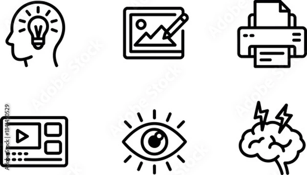 Fototapeta Collection of creative process icons isolated on