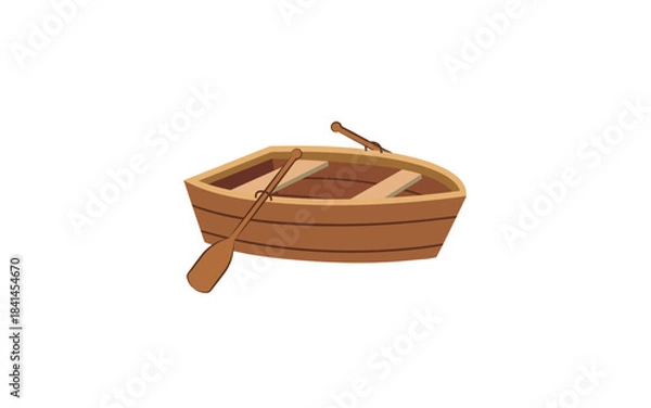 Obraz Simple small boat with paddles vector illustration.