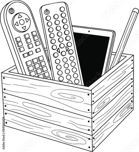 Fototapeta Wooden Box with Remote Controls Vector