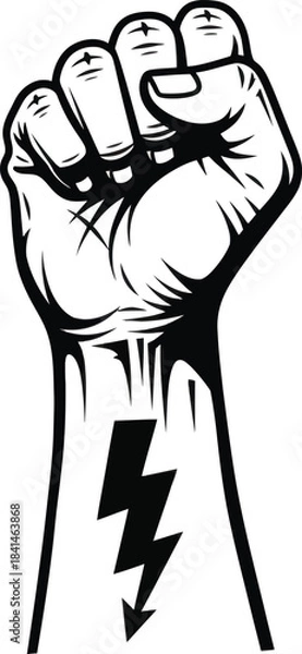 Fototapeta Fist with Lightning Bolt Vector