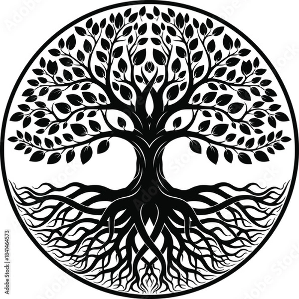 Fototapeta Intricate tree of life circular illustration