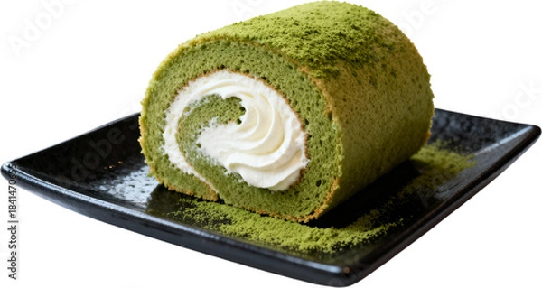Obraz 중앙에놓인말차롤케이크한조각