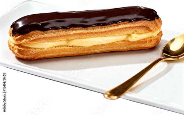 Obraz 중앙에놓인초콜릿에클레어흰접시