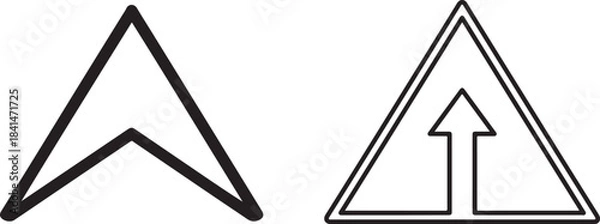 Fototapeta Printarrow, navigation, direction, up, forward, chevron, triangle, symbol, icon, graphic, design, pointer, sign, road sign, map, gps, location, movement, progress, wayfinding, vector, outline, bold, s