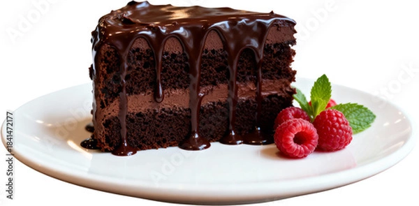 Obraz 흰접시위의촉촉한초콜릿케이크한조각