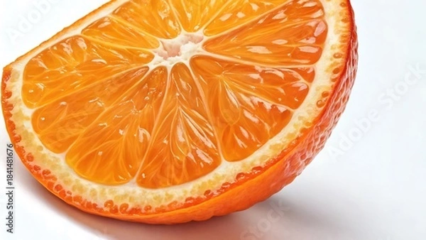 Fototapeta Close-up of a fresh and vibrant orange slice revealing juicy segments and bright citrus color