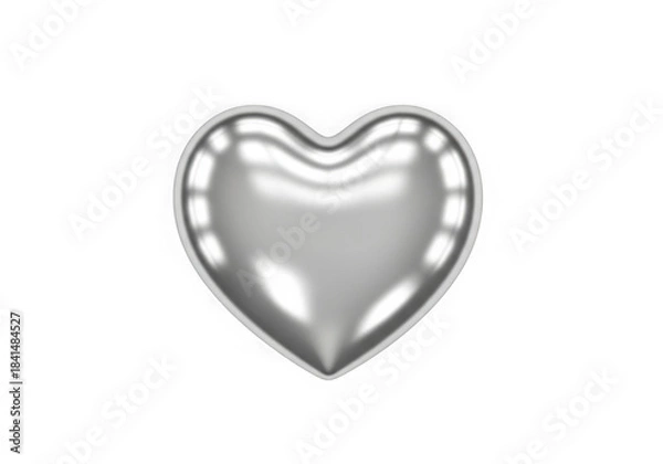 Fototapeta Silver metallic heart isolated object