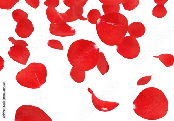 Fototapeta Falling red rose petals background