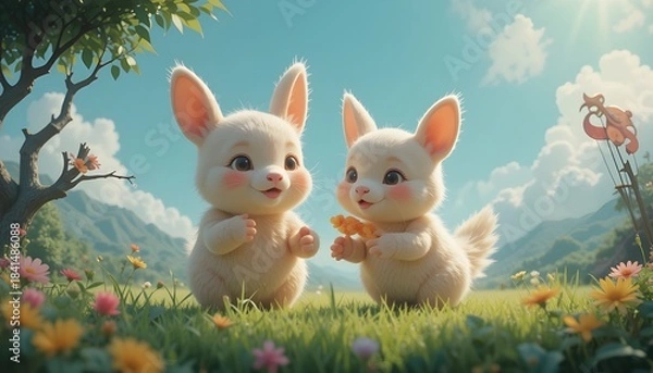 Obraz easter bunny with easter eggs