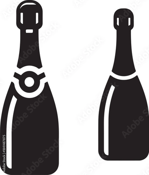 Fototapeta PrintTwo silhouette champagne bottles side by side