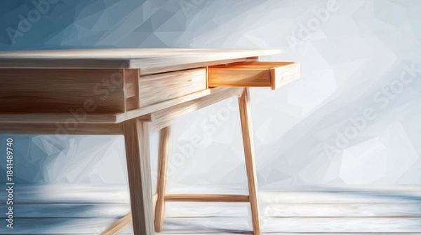Obraz ワークデスクのミニマルな直線を捉えた水彩ポリゴン