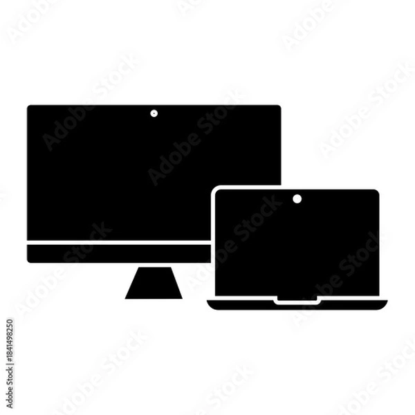 Fototapeta device and technology Glyph icon.  electronic devices and handphone, computer, equipment and electronics. smarphone, tablet, keyboard, computer monitor, laptop and camera symbol collection. vektor.