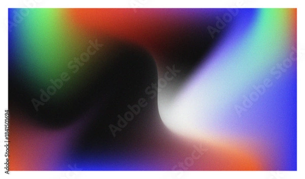 Fototapeta Abstract colorful grainy background with blurred rainbow wave patterns of light and dark blue 