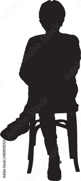 Obraz vector, silhouette of   front view of a full portrait of happy senior woman  sitting