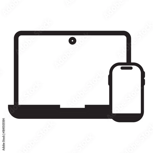 Fototapeta device and technology Glyph icon.  electronic devices and handphone, computer, equipment and electronics. smarphone, tablet, keyboard, computer monitor, laptop and camera symbol collection. vektor.