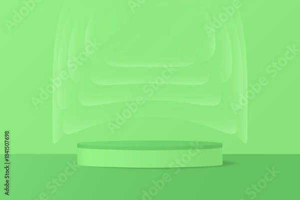 Fototapeta Light green podium, abstract background with gradient shapes