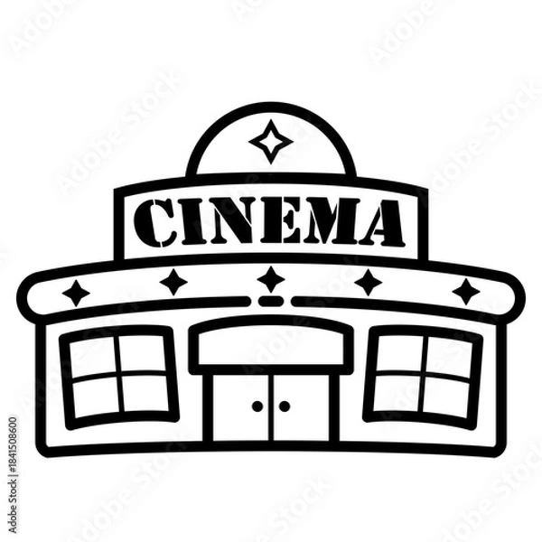 Obraz black and white cinema building vector