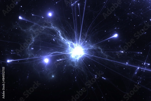 Obraz Subatomic chaos, quantum fluctuation, 3D rendering. No-AI