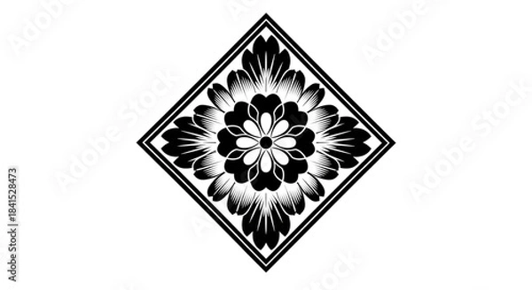 Fototapeta Elegant Floral Diamond Ornament for Luxury Branding, Web Design, Invitations, and Decorative Projects