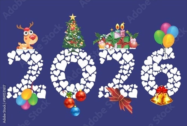 Fototapeta Composition with numbers and various elements for New Year's