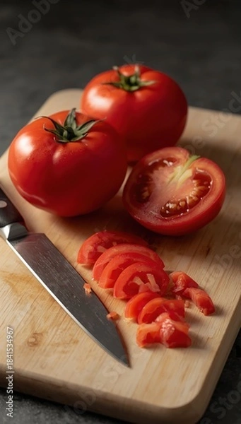 Fototapeta fresh tomatoes on cutting board