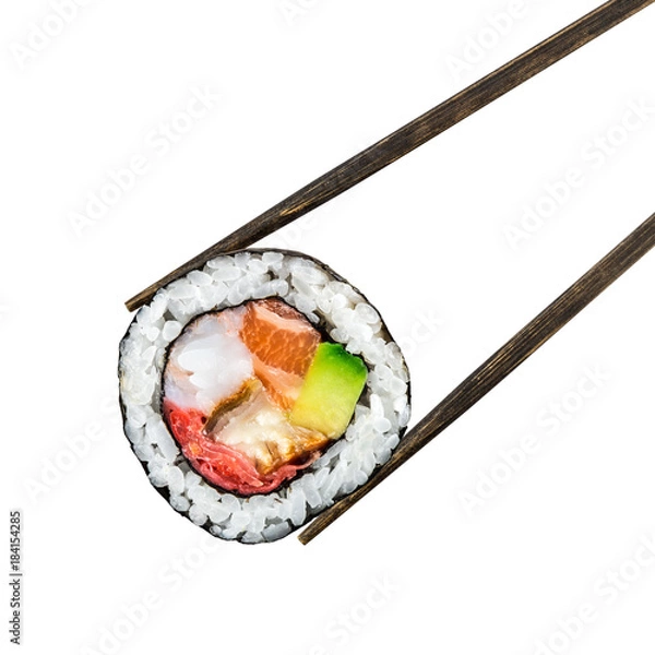 Obraz Sushi roll with salmon, shrimps and avocado
