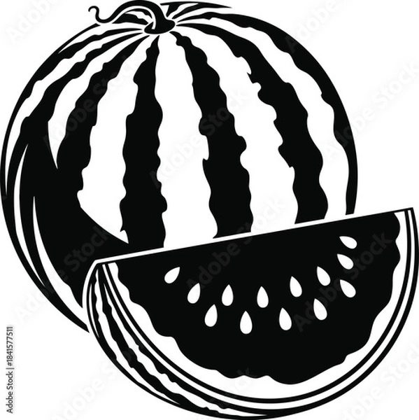 Obraz Watermelon Fruit Slice Silhouette Illustration