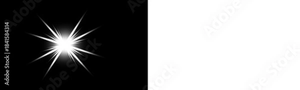 Obraz Isolated White Starburst Lens Flare: Bright Light Glow Effect Overlay for Dark and Light Backgrounds,Bright sunlight with star shine flare overlay background