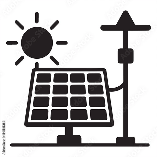 Obraz Thin Line Solar Panels Water Drop Eco Art