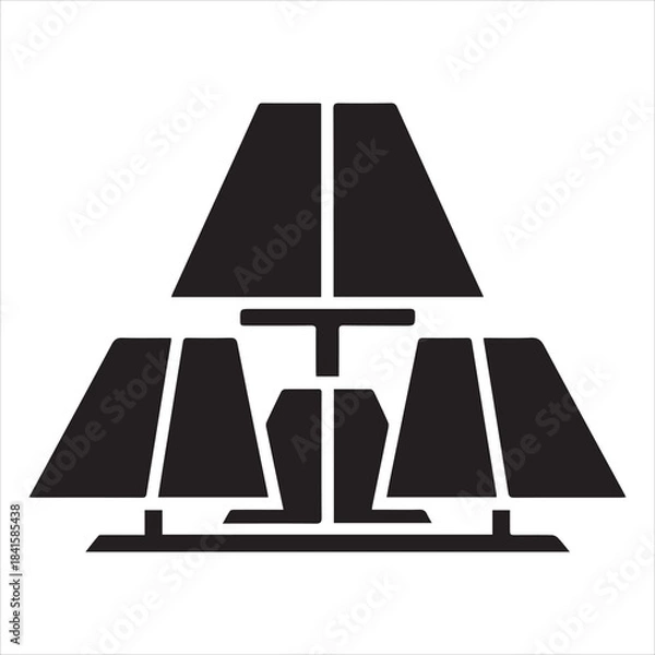 Obraz Solar Panels Eco Light Bulb Thin Line Vector