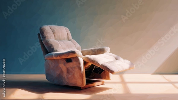 Obraz 角度調整可能なリクライニングチェアの水彩ポリゴン