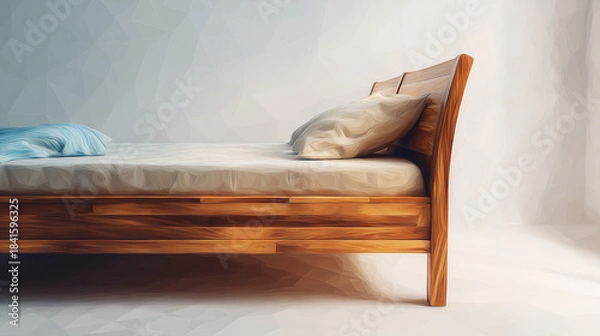 Obraz ベッドフレームの構造美を際立たせた水彩ポリゴン