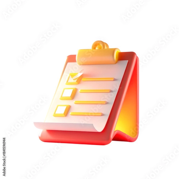 Fototapeta Clipboard Note – 3D Task List or Reminder Icon	